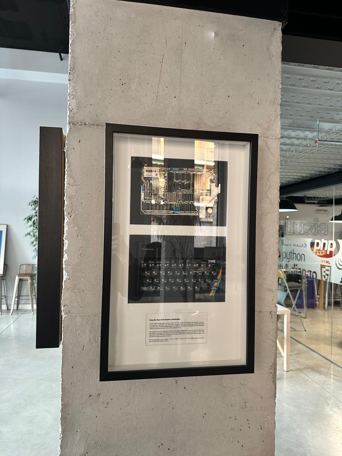 Sinclair ZX Spectrum (1982) framed in the Luzia office, Villena