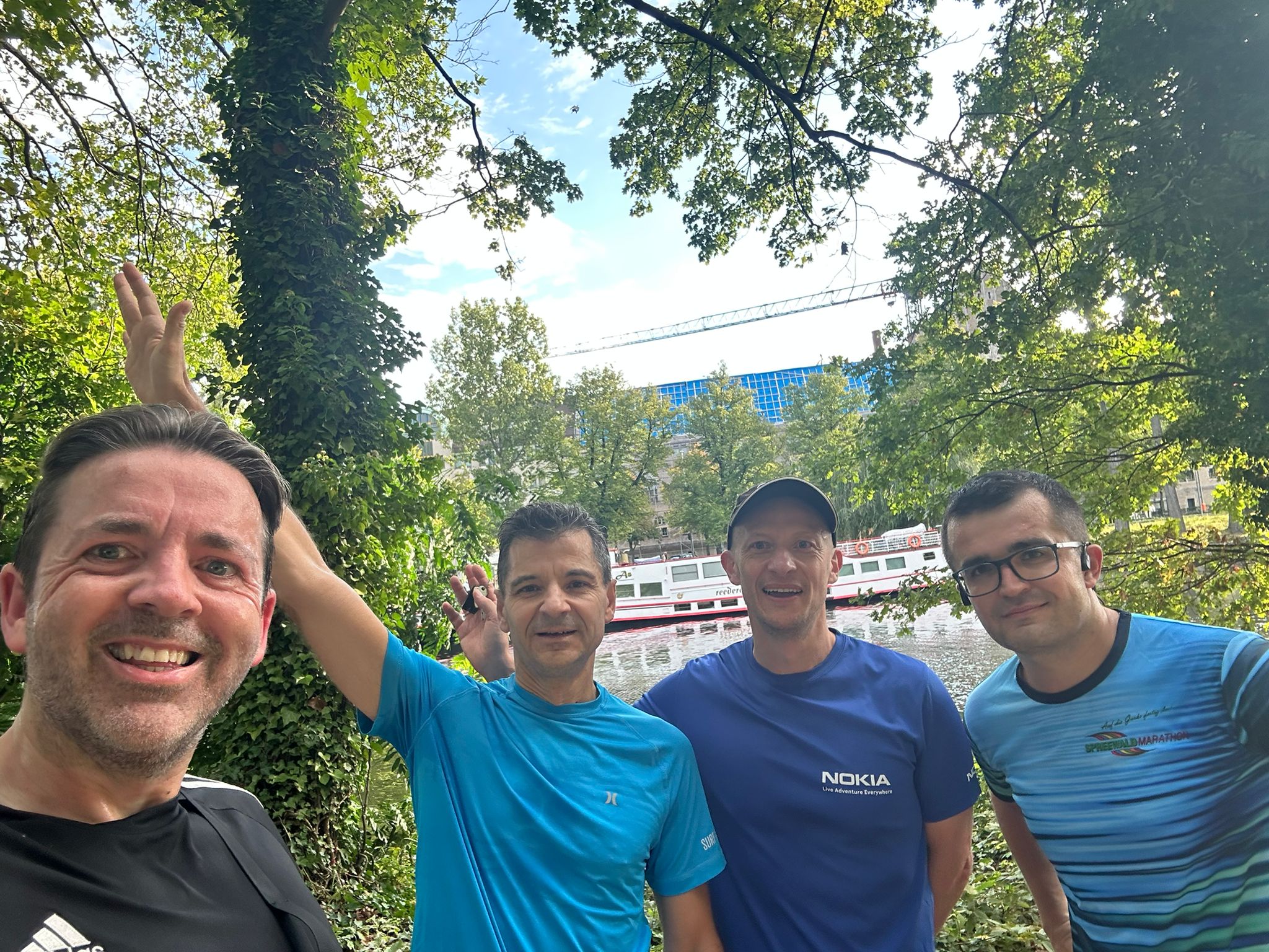The Berlin Sunday running group - Konstantin, Anvar, Florin, and Mark during the period when ContextRocket was being built
