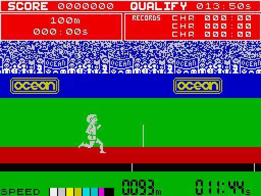 Daley Thompson's Decathlon on the ZX Spectrum - 100m sprint