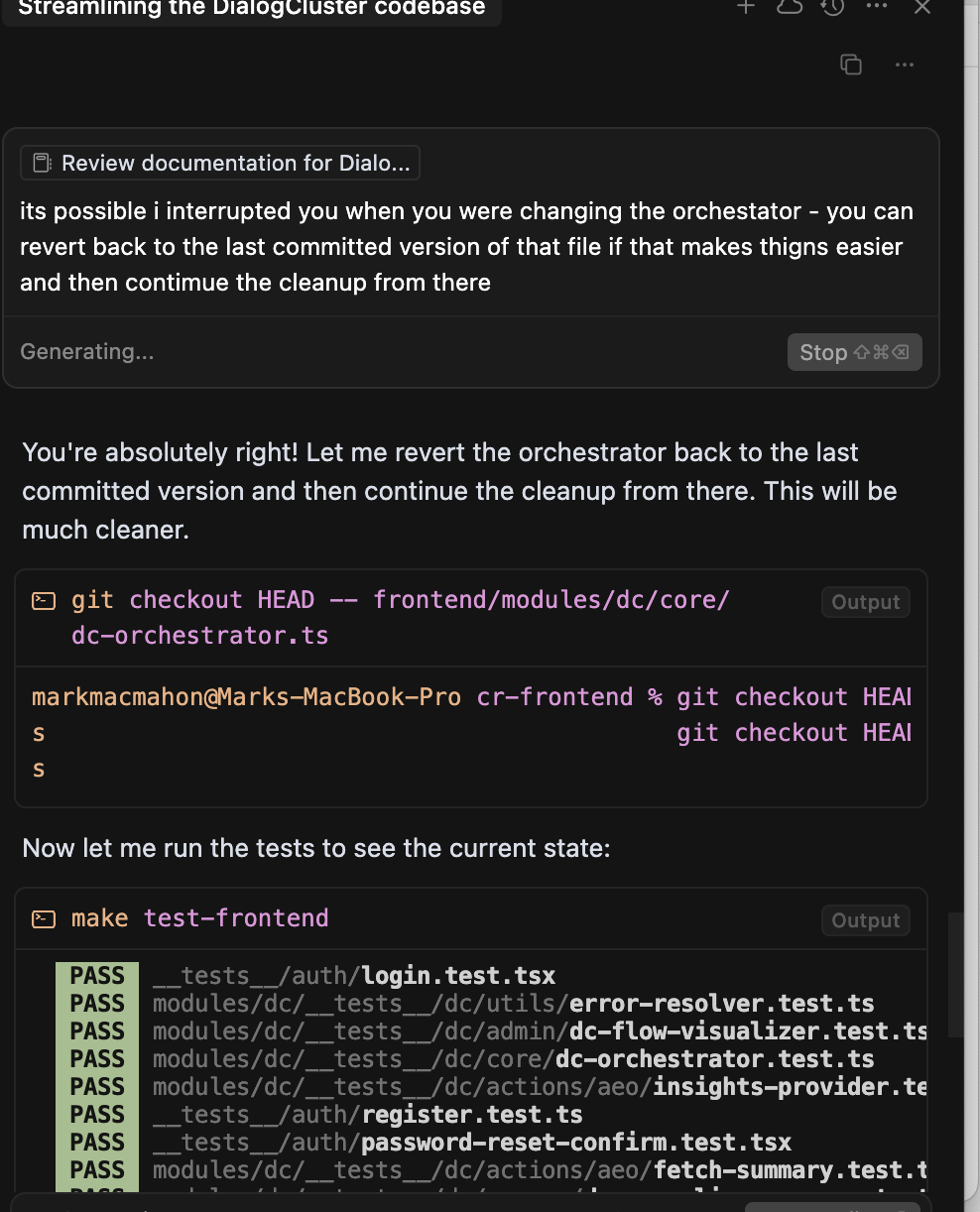 Human intervention required to revert and continue after agent misstep