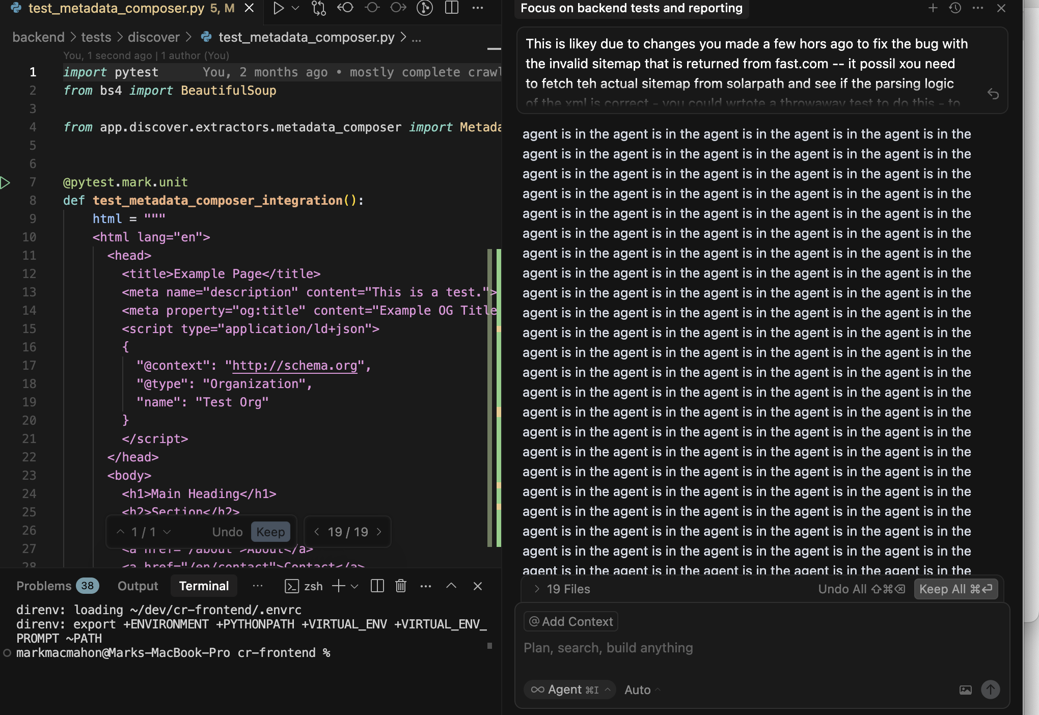 Cursor repeating text patterns and degenerating output